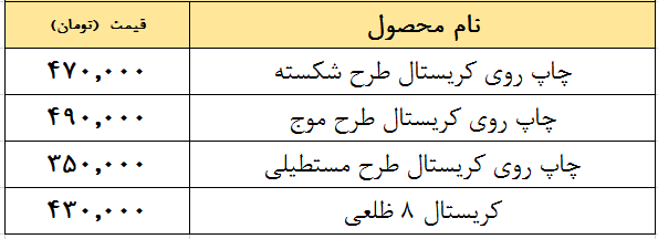 قیمت چاپ روی کریستال